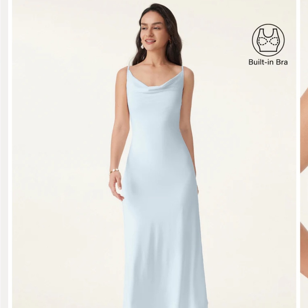 OGL Effortless Vacay Cowl Neck Midi Brami Dress ~ Sky Glass